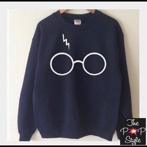 Harry Potter Sweatshirt Navy Glasses and scar